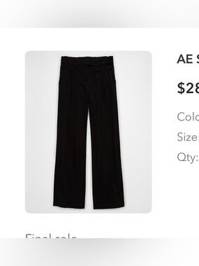 American Eagle wide leg, black trouser pant